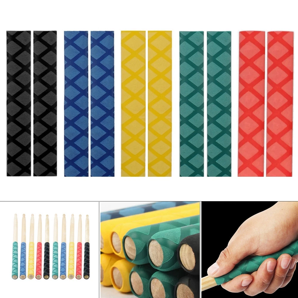 1 Pair Anti Slip Heat Shrink Tubing Drumsticks Sleeve Cover, Anti Release Drum Stick Covers 5 Colors Optional