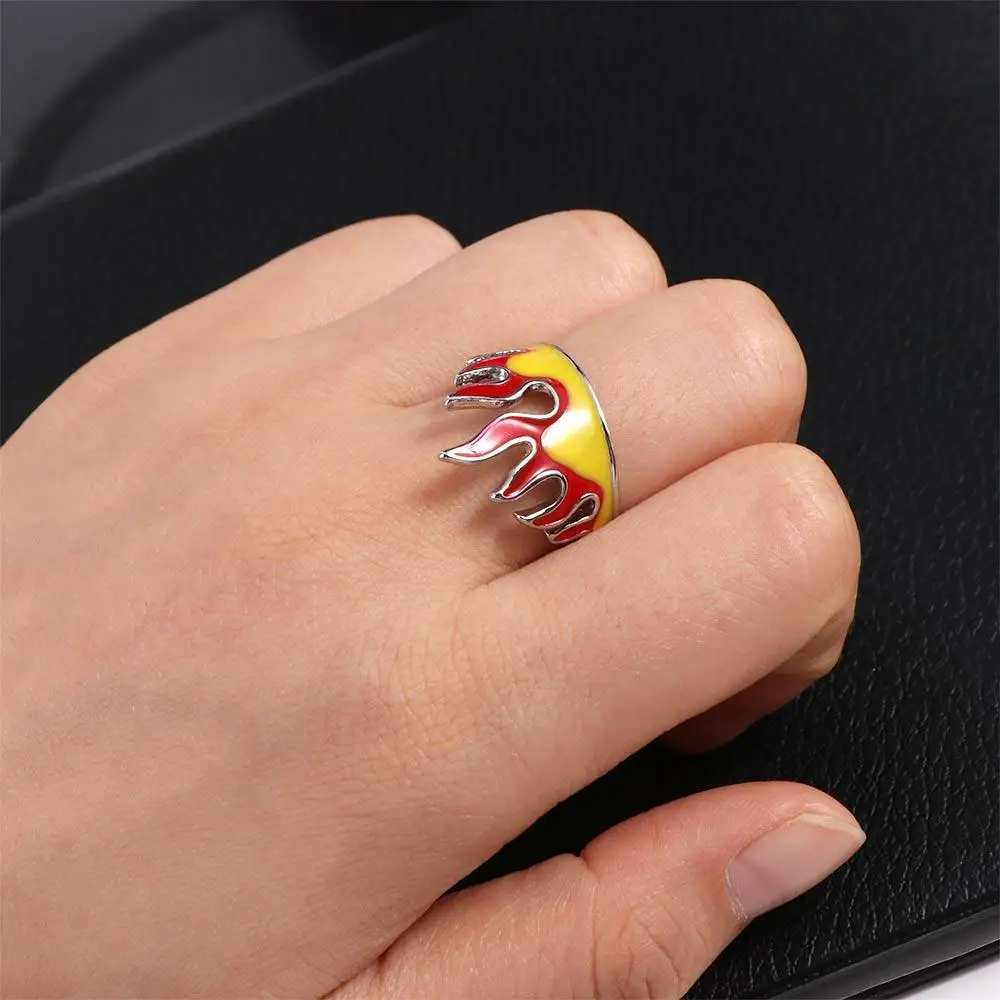 Creative Cool Flame Ring Daily Decoration Personality Hip Hop Style Ring Fashion Euro-American Open Adjustable Ring Men