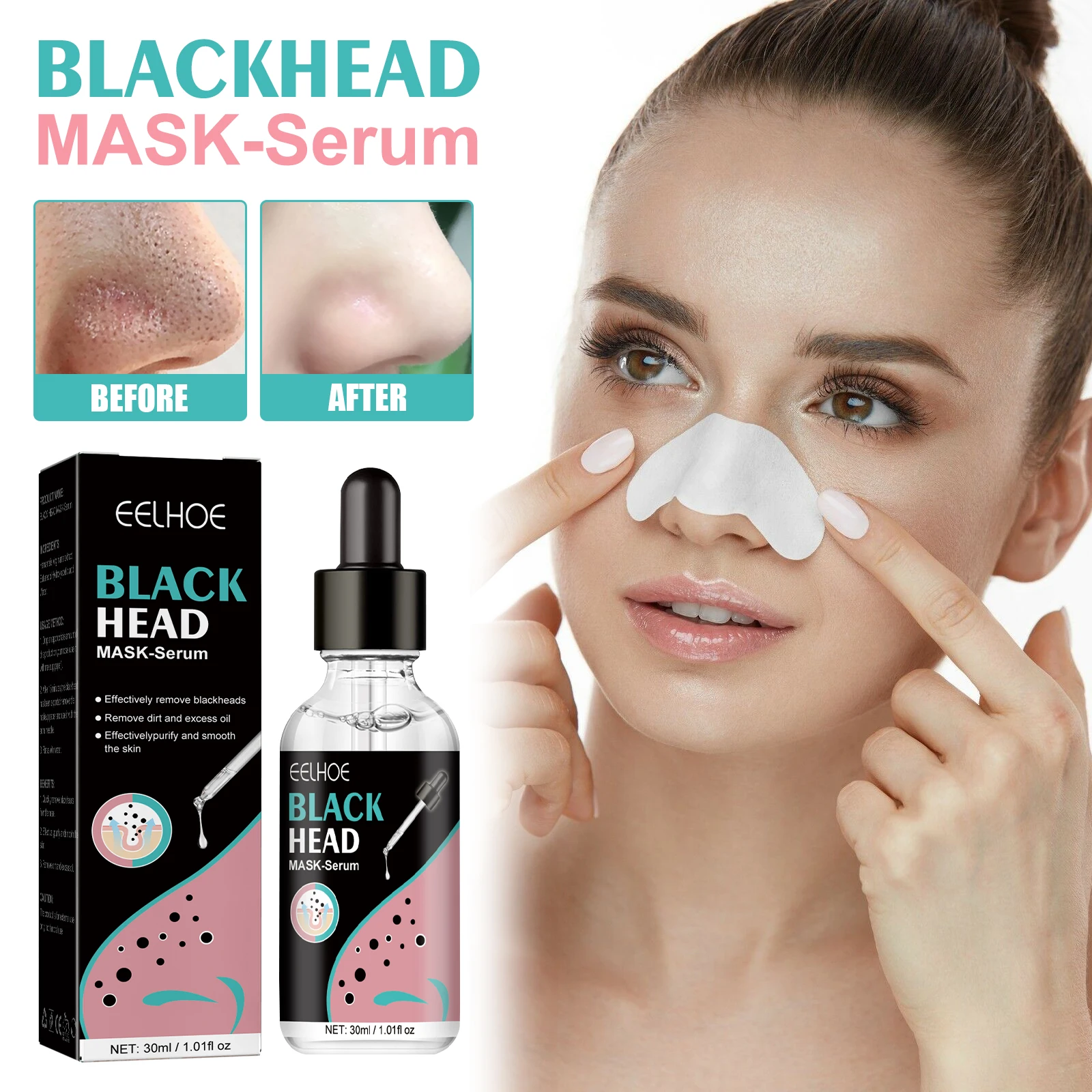 

EELHOE Назальная маска от черных точек, жидкая увлажняет гладкую кожу, подтягивает и гладкую кожу, удаление черных точек