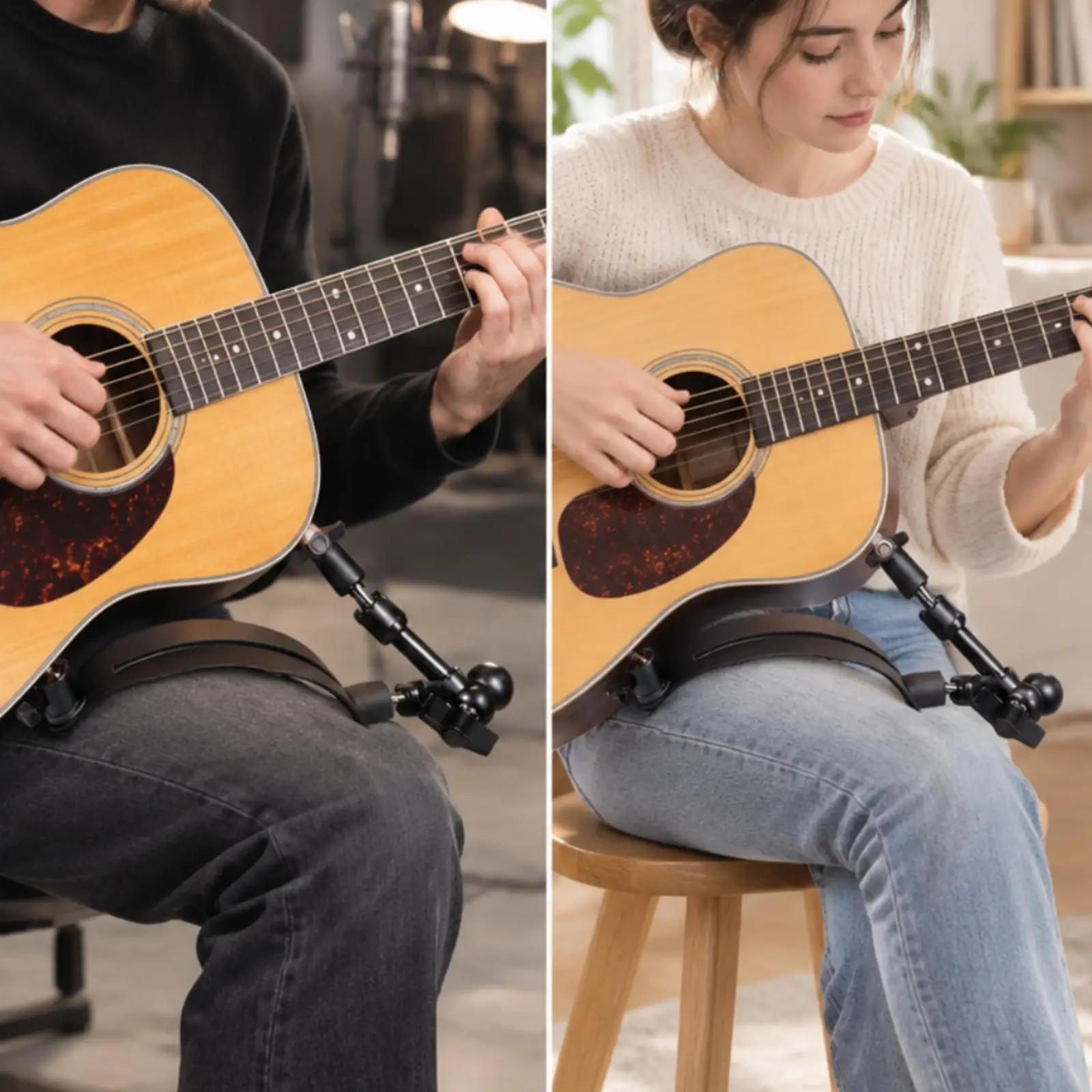 Portable Guitar Support Cushion with Multi Directional Joint Height Adjustable for Seated Playing