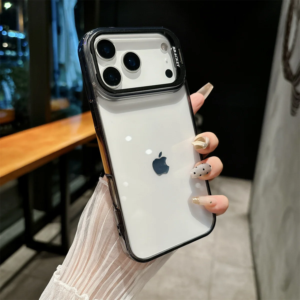 Transparente Hartschalen-Handyhülle für iPhone 18 17 Air 16 15 Plus 14 13 12 Pro Max mit Metallhalterung, Stoßfeste Schutzhülle – Detail 6