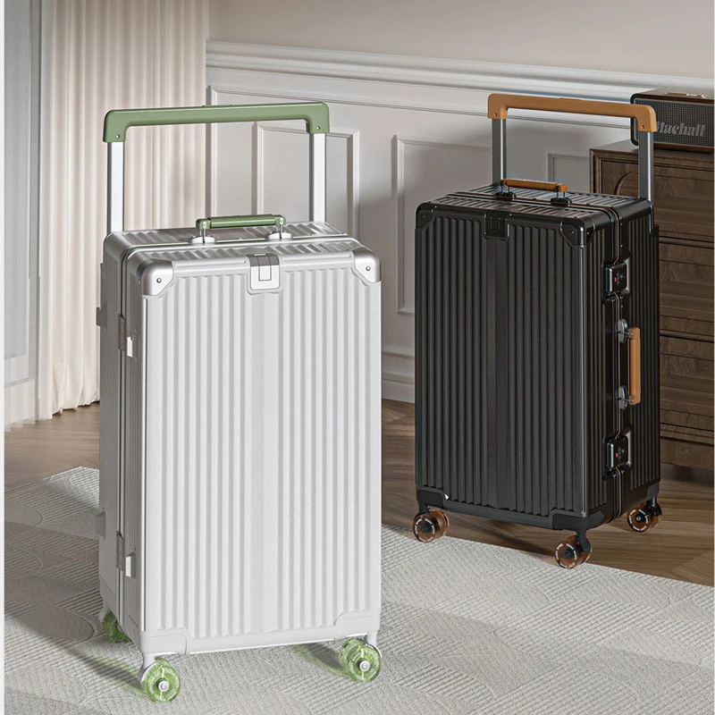 

Новый чемодан с алюминиевой рамой, широкой ручкой, 24-дюймовый чемодан на колесиках, 20-дюймовый чемодан для ручной клади, утолщенный корпус из поликарбоната, 28-дюймовый чемодан с высокой вместимостью.