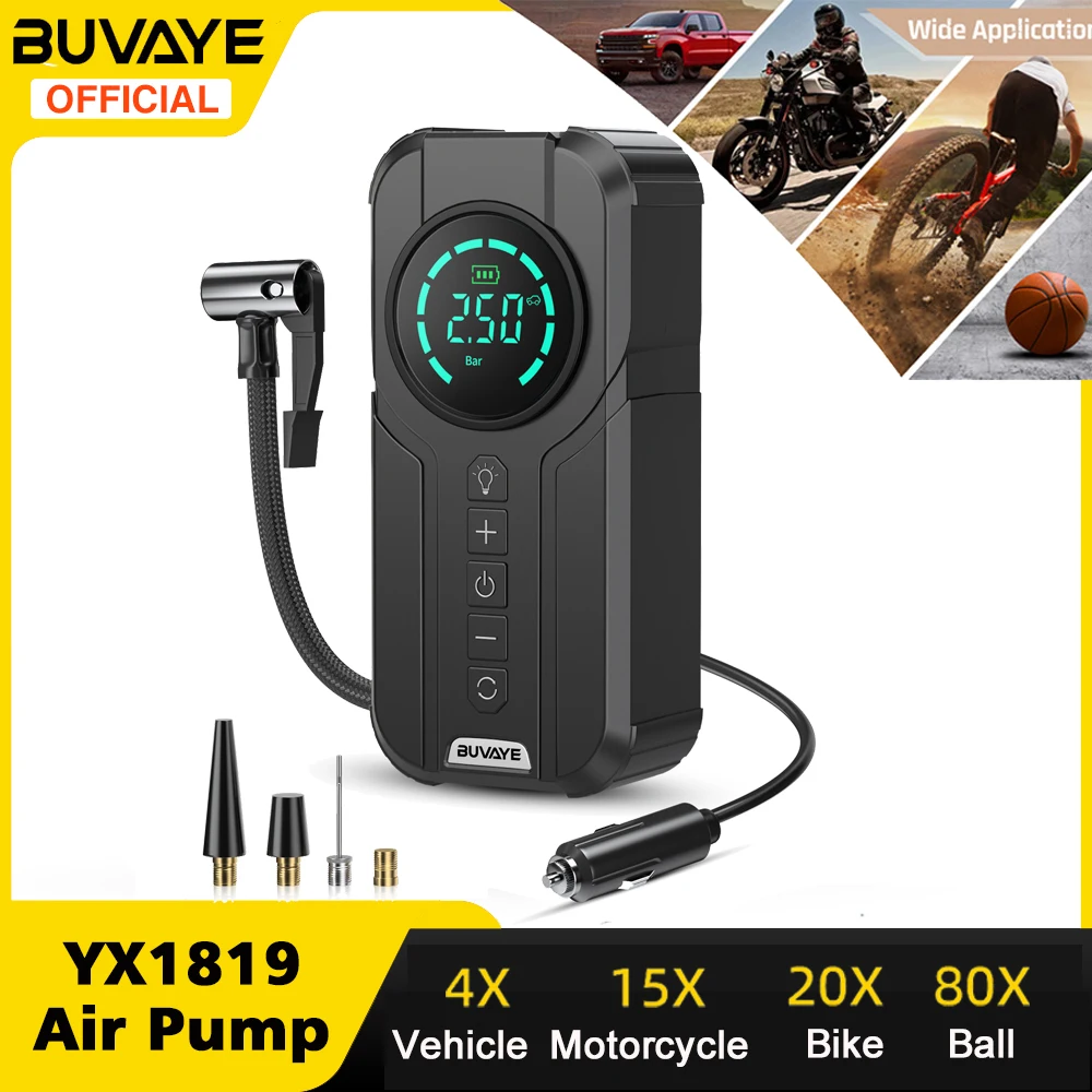 

BUVAYE Car Inflator Tire Pump Portable Car Air Compressor for Motorcycles Bicycle Boat Tyre Inflator Digital Auto Inflatable