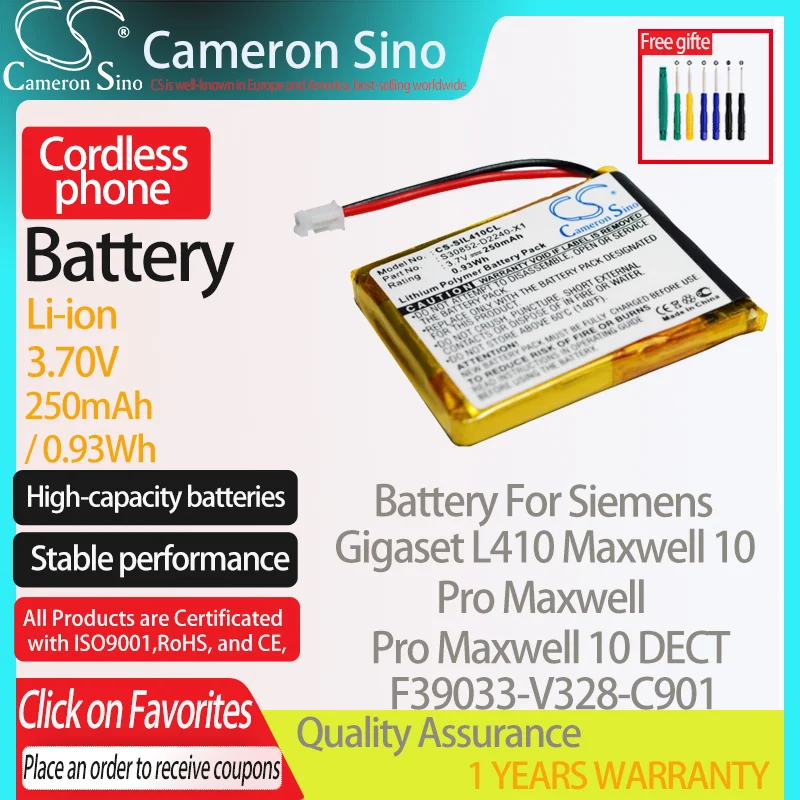 CameronSino-batería inalámbrica para Siemens Gigaset L410 Pro Maxwell 10 DECT, compatible con Siemens S30852-D2240-X1
