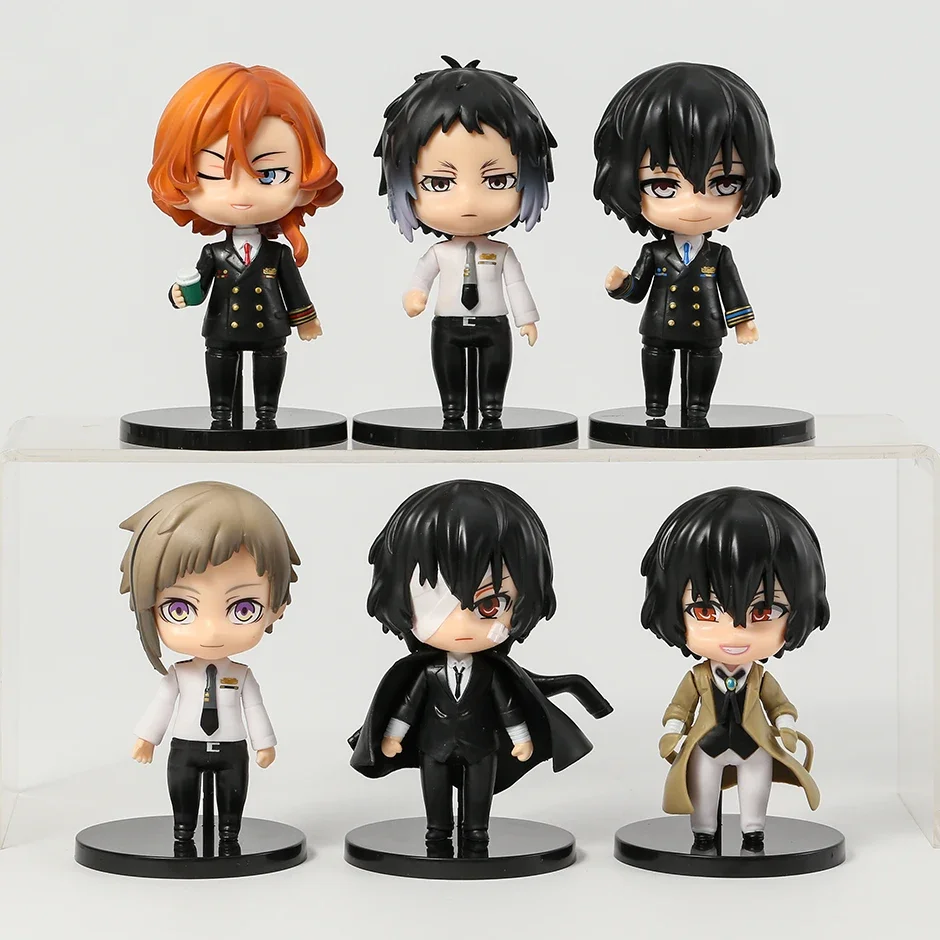 6pcs/set Nakajima Atsushi Dazai Osamu Nakahara Chuuya Ryunosuke Akutagawa PVC Figures Toys Decoration Dolls