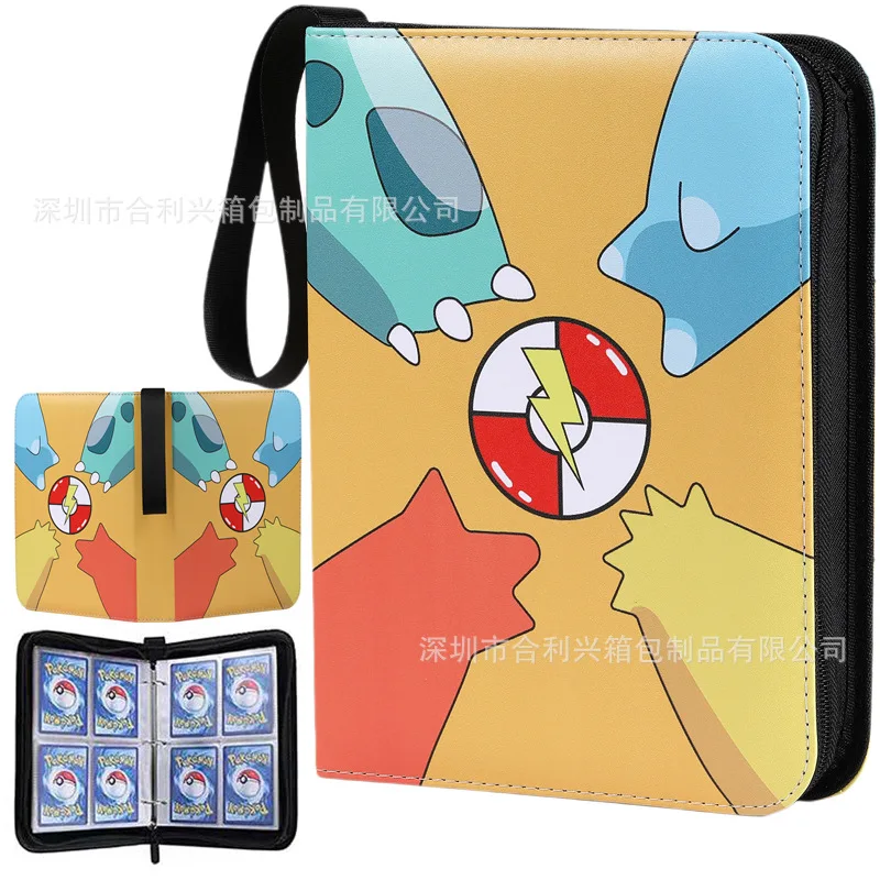 New 400pcs Pokemones Card Collection Album Binder Card Album Collection Book Cartoon Pu Zipper Photo Album File Peripheral Toy