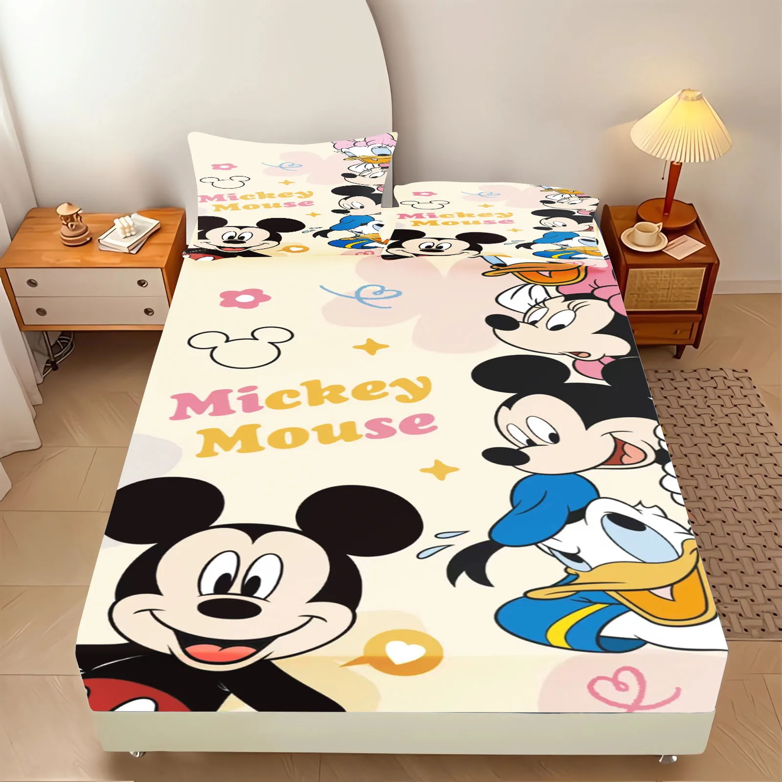 

Mickey Minnie 3D Children'S Bedding Set Cute Printed Cartoon Fitted Sheet Comforte 100% Polyester 2/3pcs Suitable For Adults