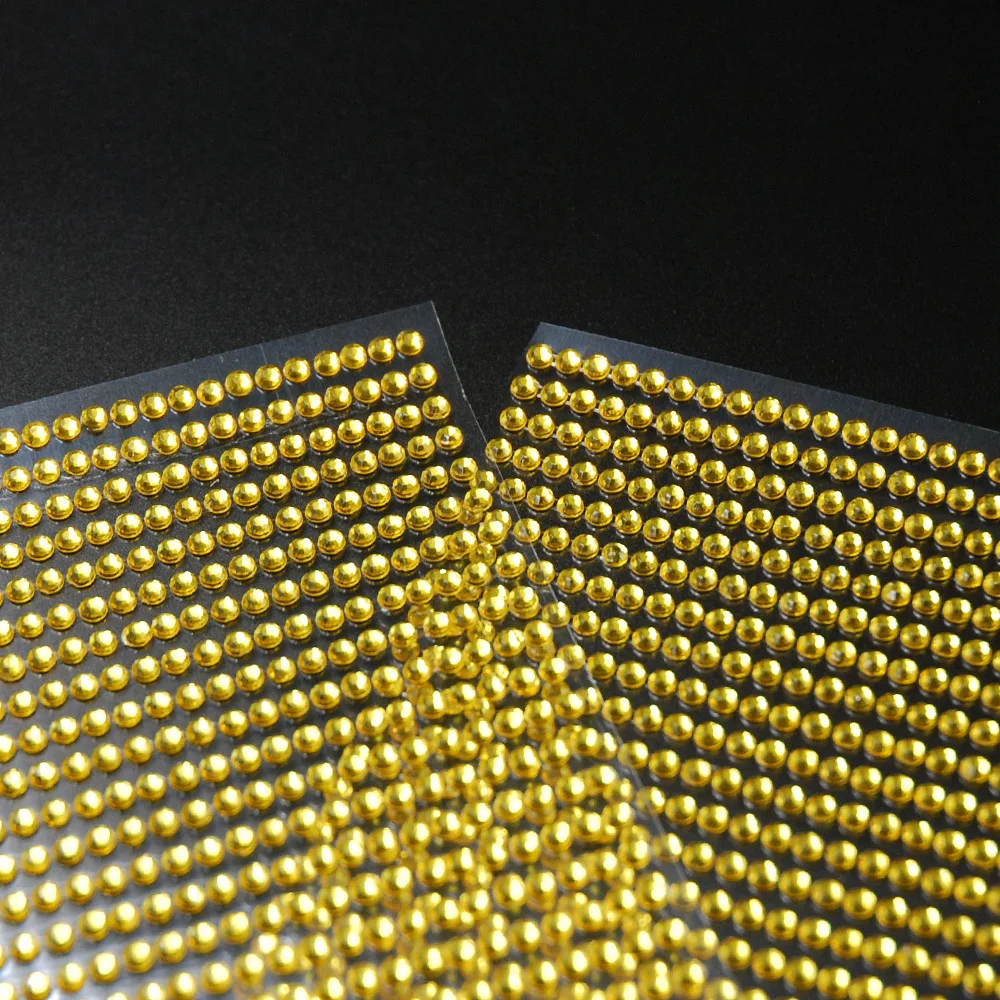 Scrapbook sticker 3mm 750pcs/set Self-adhesive Acrylic Rhinestones Sticker Mobile Diamond decoration drill stickers for car