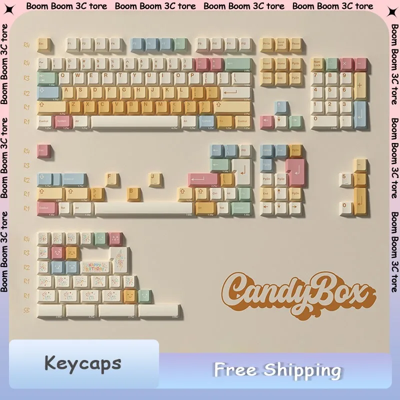 

Набор колпачков на тему конфетной коробки, 180 клавиш, PBT, вишневый профиль, на заказ, колпачок для ключей для девочек, аксессуары для механической клавиатуры, подарки
