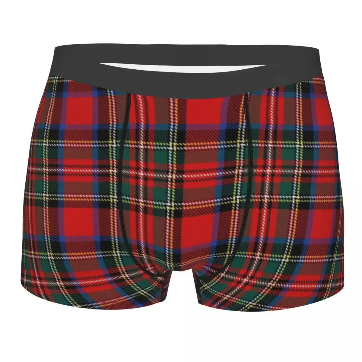 Classic Popular Tartan Plaid Underwear Men Breathbale Geometric Gingham Check Print Boxer Briefs Shorts Panties Soft Underpants