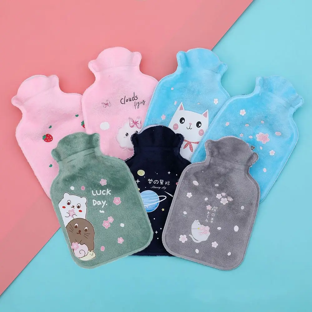 Cute Cartoon Water Injection Plush Warm Water Bottle Mini Explosion-proof Portable Winter Hand Warmer