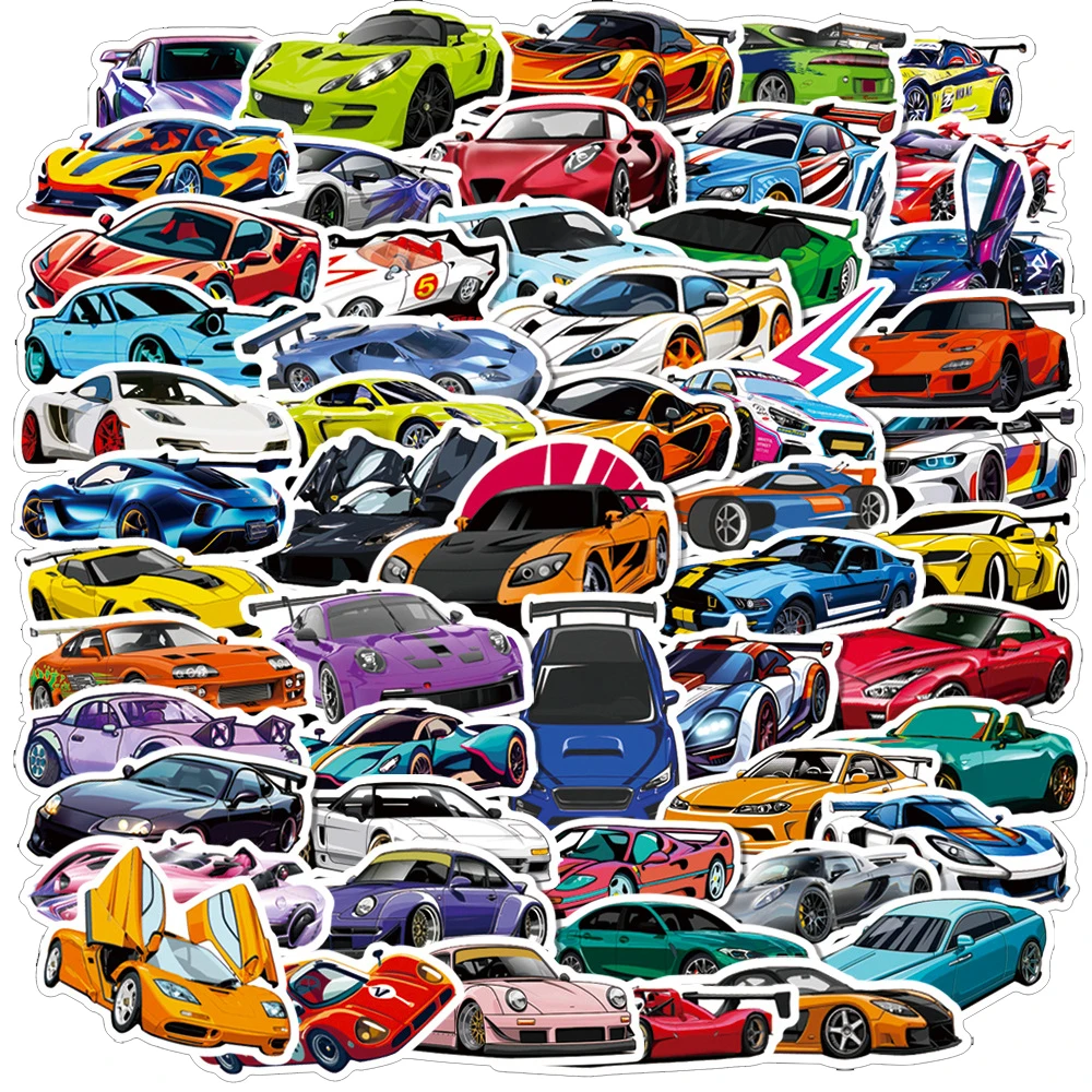 10/30/50 Stück Klassische Coole Supercar Graffiti Aufkleber Cartoon Nachrüst-Rennwagen Sticker Motorrad Handy Gepäck Aufkleber Verpackung