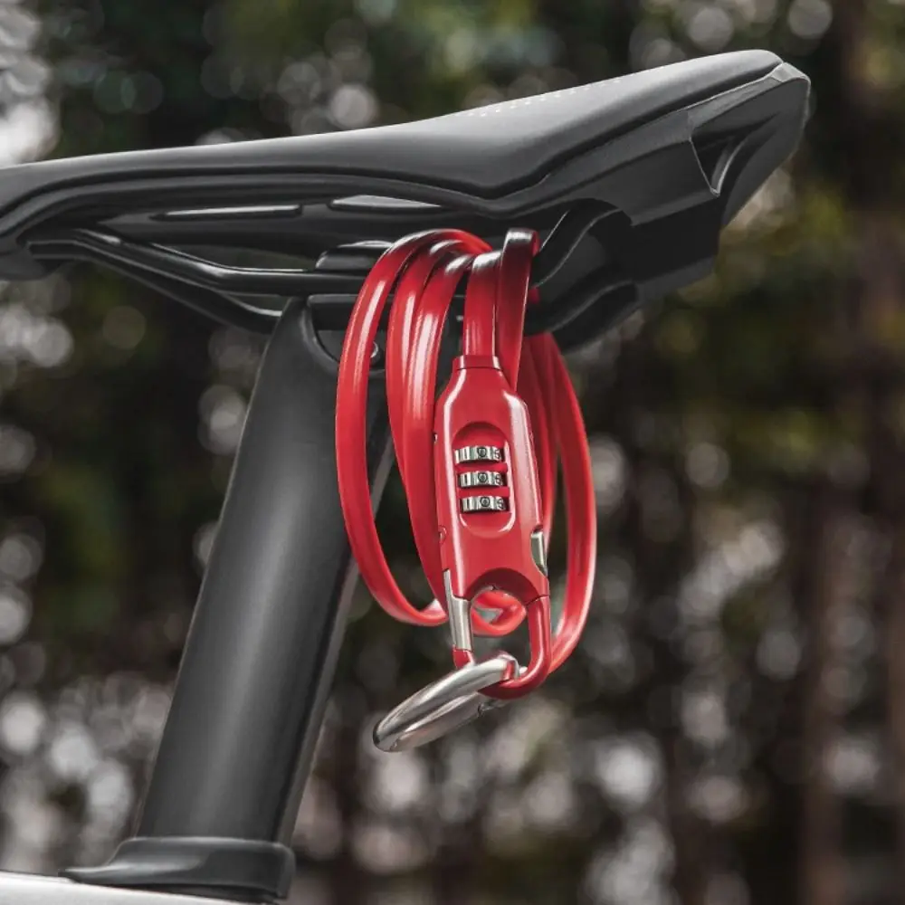 

3-digits Combination Bicycle Password Lock High Strength Zinc Alloy Safety Bike Lock Steel Cable 150cm Length