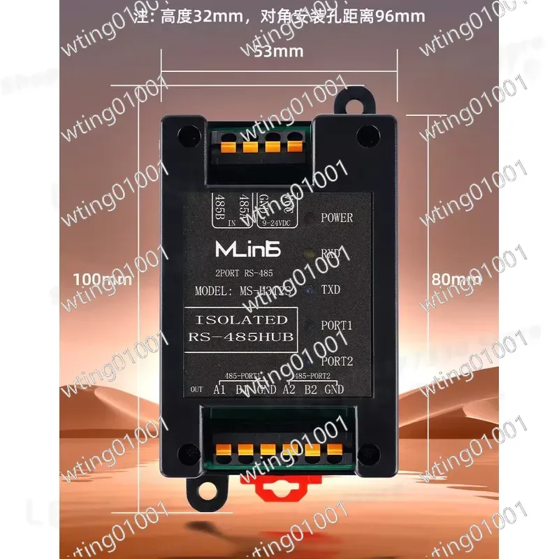 for Industrial 1-8 Channel RS485 Repeater Hub with Optoelectronic Isolation Signal Amplifier and Lightning Protection