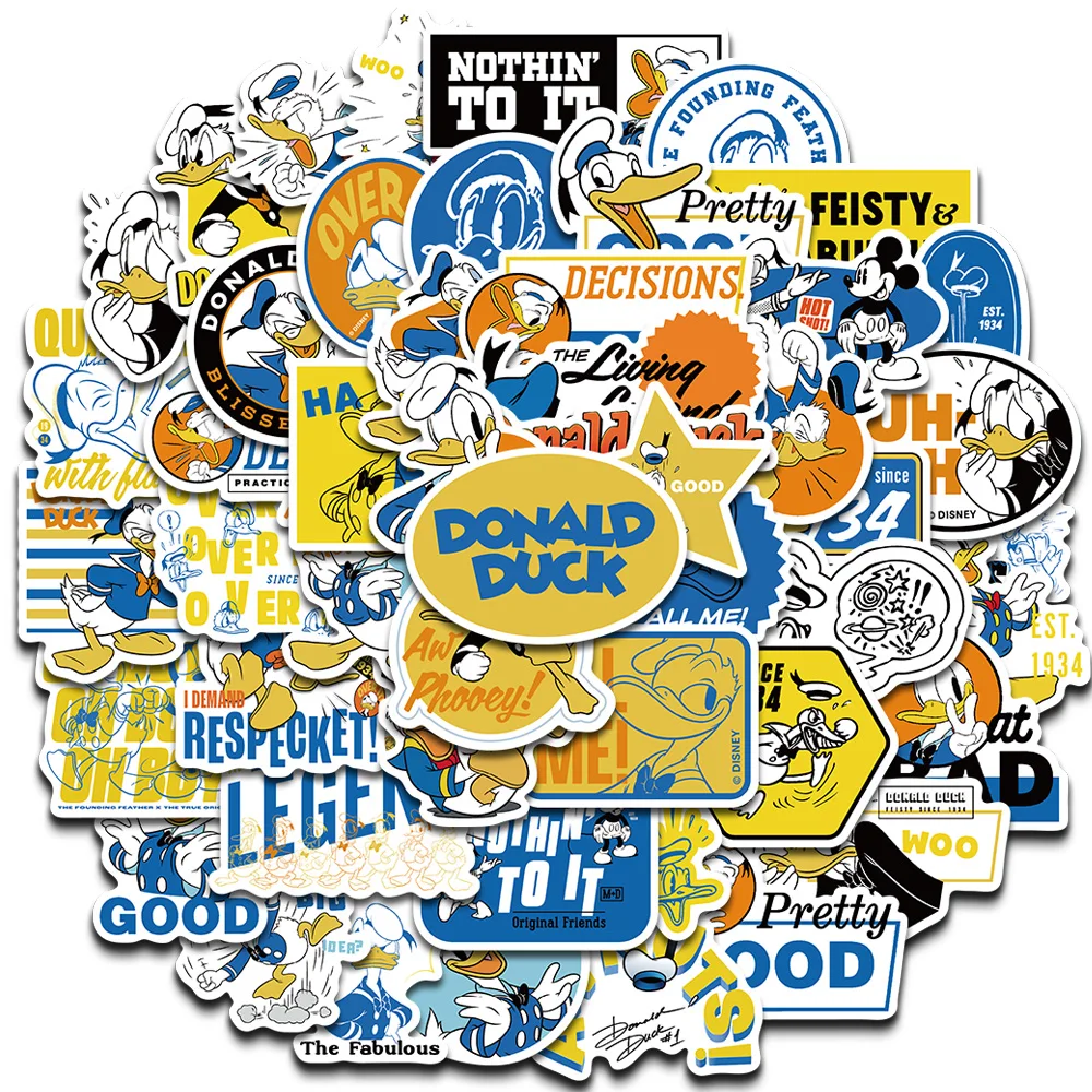 50 قطعة دونالد داك 2 ملصقات مضحك موضة الكمبيوتر المحمول الأمتعة DIY بها بنفسك دفتر مقاوم للماء القهوة الهاتف حقيبة ملصق الكتابة على الجدران هدية #2