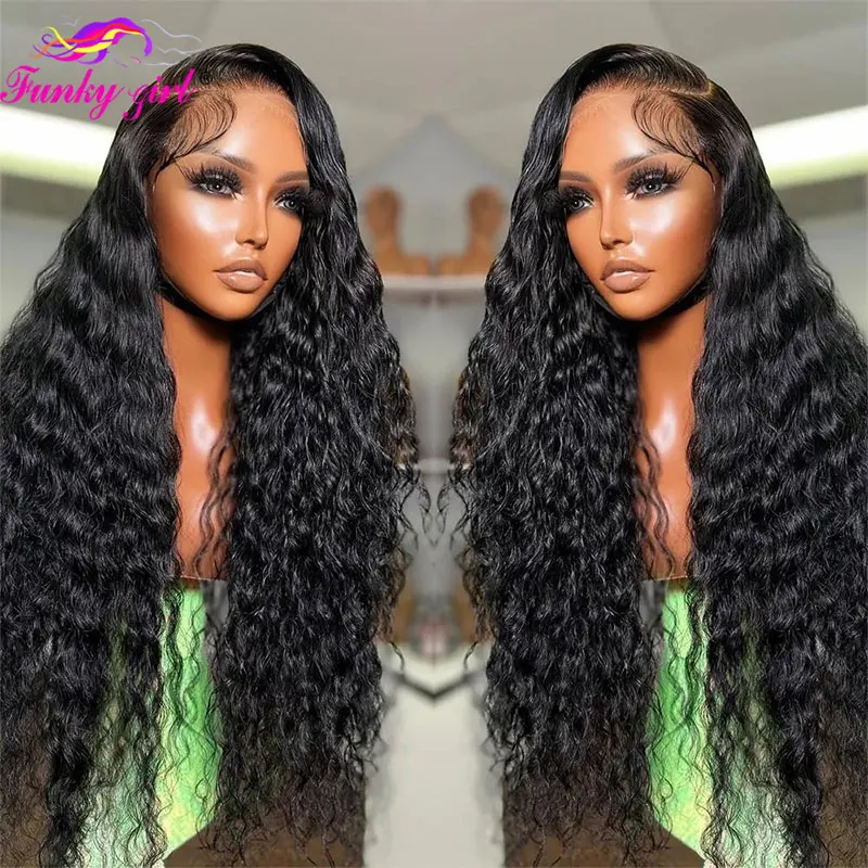 Brazilian Remy Human Hair Water Wave Lace Front Wig 180% Density Deep Curly Human Hair Wigs For Women 4x4 Lace Closure Cheap Wig