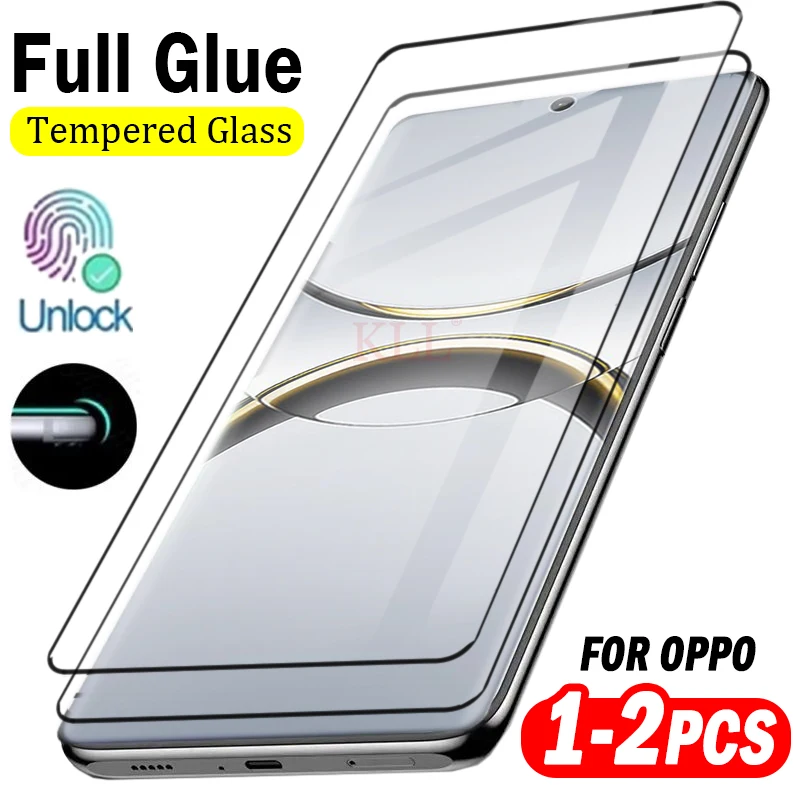 

1-2pcs Full Glue Tempered Glass For OPPO Find X8 Pro X7 Ultra X6 X5 X3 Pro Screen Protector for Reno 12 11 10 Pro Unlock Glass