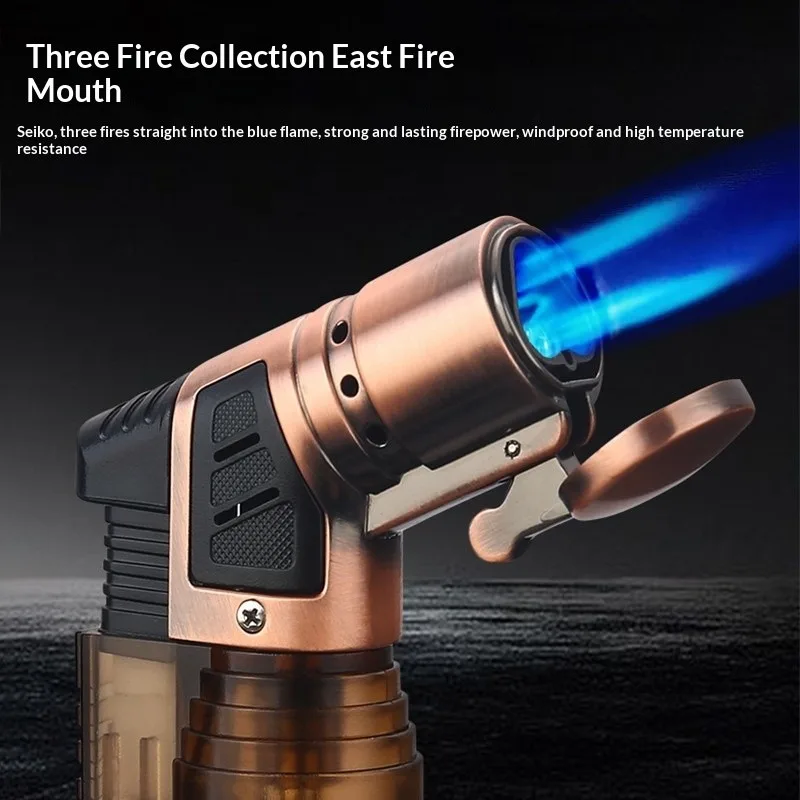 Non fuel portable transparent mini welding gun sandalwood cigar moxibustion elbow metal straight jet inflatable lighter