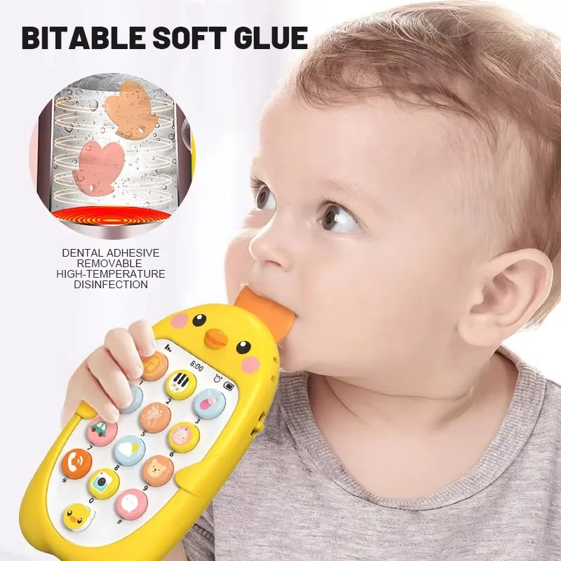 Giocattolo multifunzionale del cellulare musicale elettrico del pulcino del fumetto per i giocattoli educativi per l'apprendimento precoce del bambino Telefono per i più piccoli