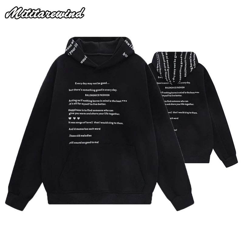 

Men And Women Casual Loose HoodIes Unisex Letter Print Sweatshirts Hip Hop Front Pockets Y2k High Street Clothing For Spring