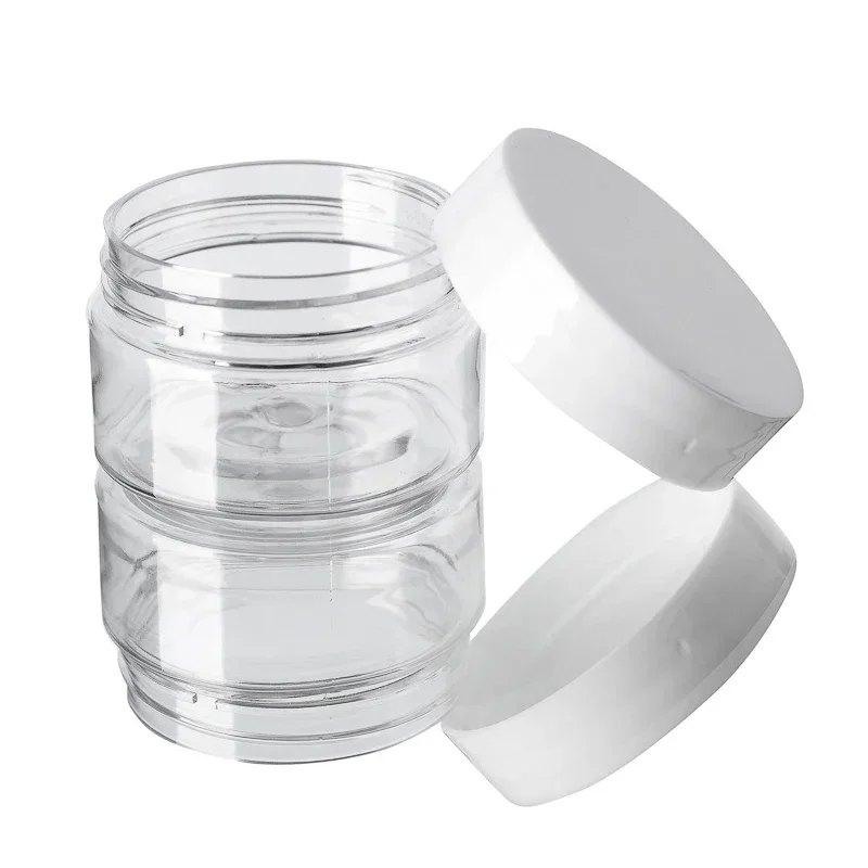 20Pcs Clear Plastic Jars With Lid Kitchen Food Storage Box Makeup Cosmetic Containers Travel Bottle Face Cream Sample Pot Jar