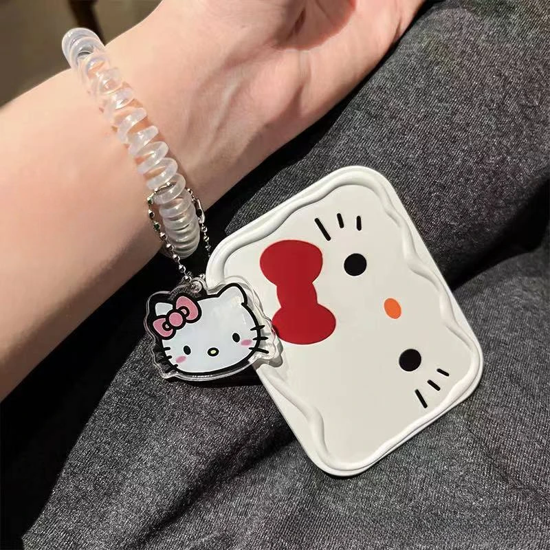 Ensemble de petits miroirs pliants portables Sanurgente Hello Kitty, miroir cosmétique pour classe, miroir de poche et peigne, cadeau tout-en-un pour filles, nouveau