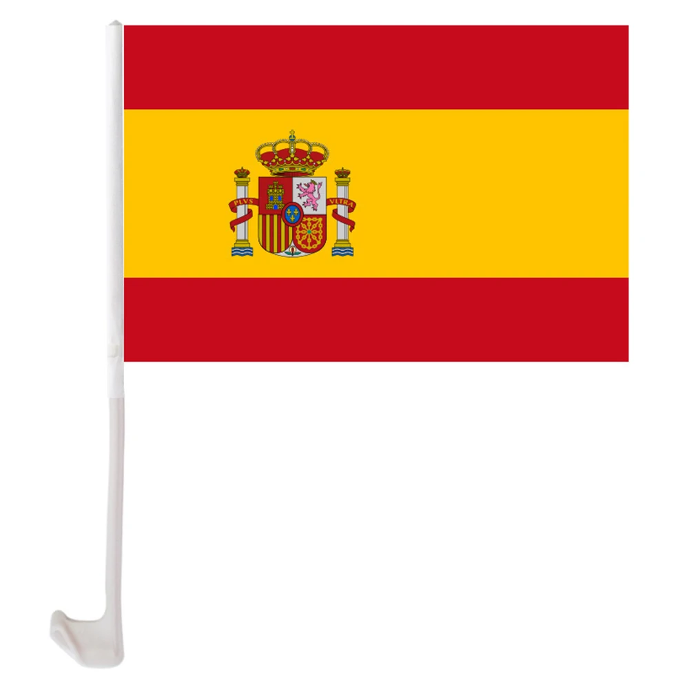 Aerxemrbrae 100% Polyester Spain Flags 30x45cm Spanish Car Flag 12x18 Inch Plastic Flagpole Decoration Flag