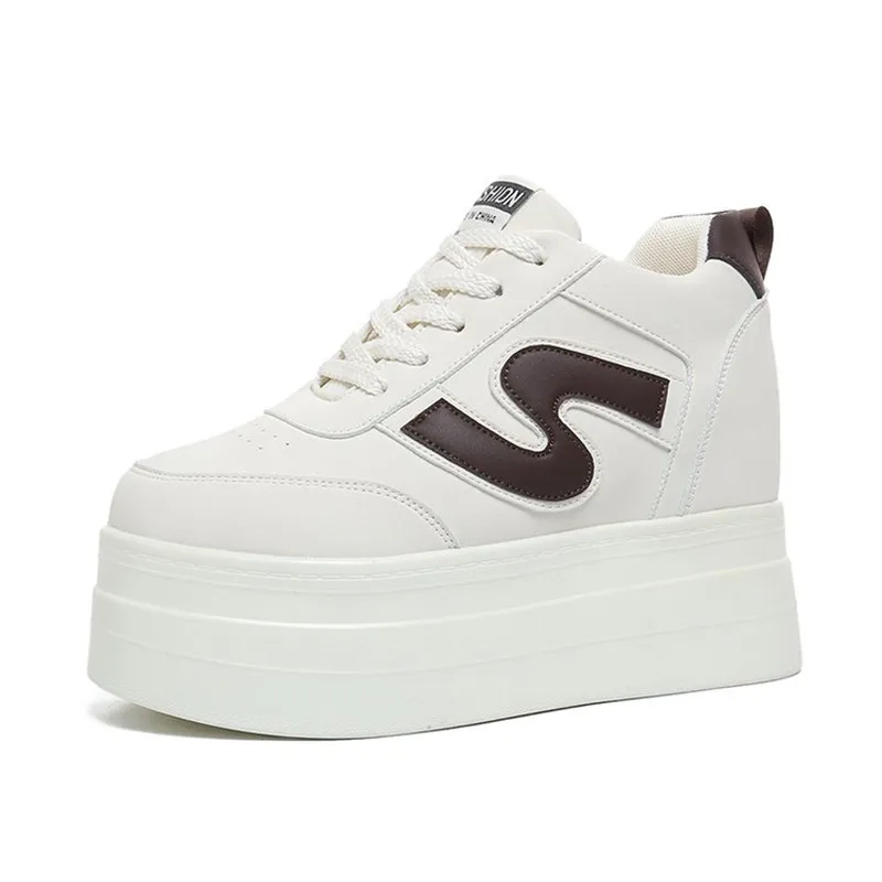 

Новые женские кроссовки 2026 года, 10 см, из микрофибры, белые, на толстой подошве, удобные повседневные спортивные туфли на платформе