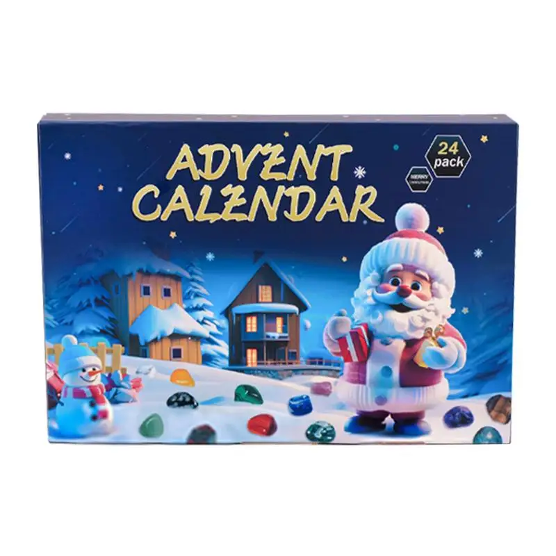 Christmas Advent Gem Calendar 24 Days Countdown Christmas Countdown Toys Crystal Collection Gemstone Stone Learning Kit 24 Days