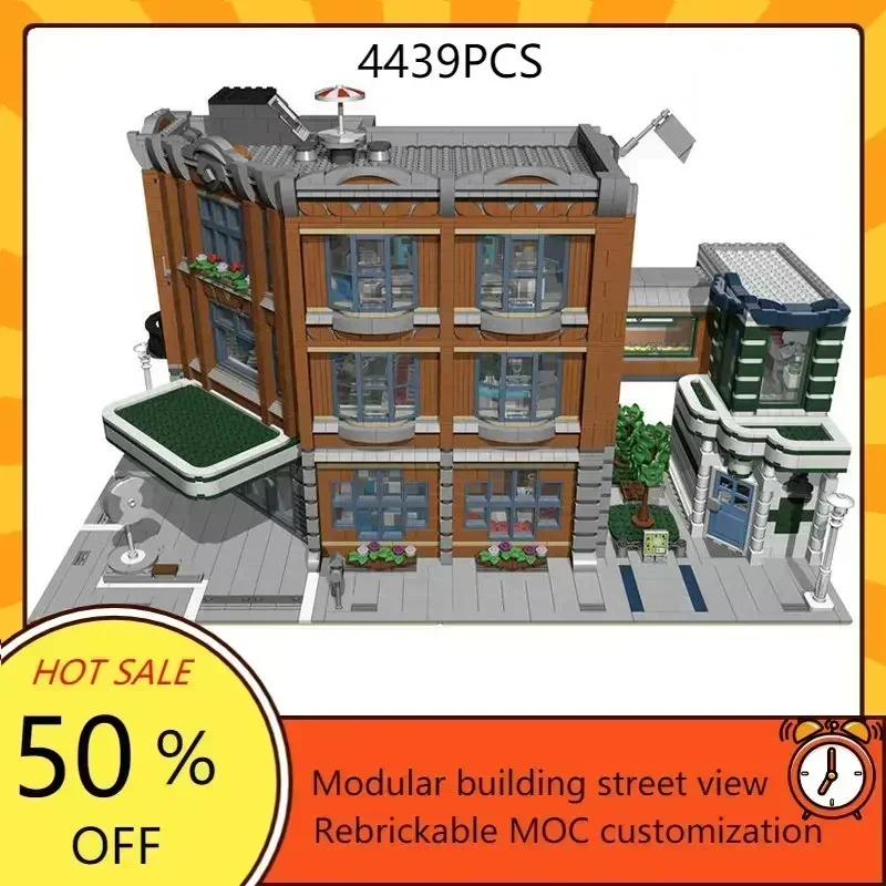 HOSPITAL Corner Garage Modular MOC Creative street view Model Custom Puzzle Architecture Education Assembly Model Toys Gifts