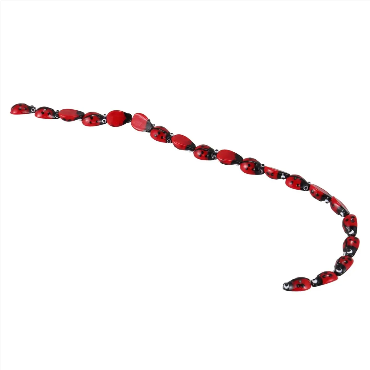 【LEISURE】60Pcs Ladybug Lampwork Glass Spacer Beads Red 15X10mm