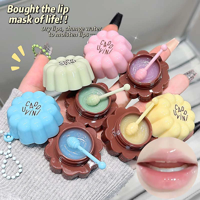 Mascarilla labial con aroma a fruta de macarrón Cappuvini: hidratación profunda, humedad duradera, suaviza, mejora las arrugas, cuidado de los labios, base de lápiz labial