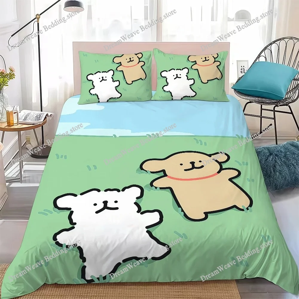 

Cute line dog Duvet Cover Set Home Style Bedding Soft Laundry Cotton Bed Student Dormitory Gift
