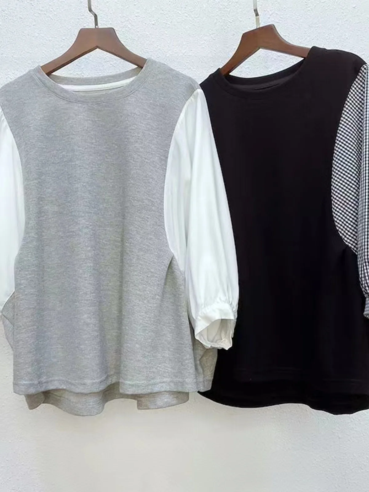 Allentato retrò giapponese Sle Summer irt ort Sve Patchwork Colore rotondo Ne T-shirt Top in cotone Faion da donna