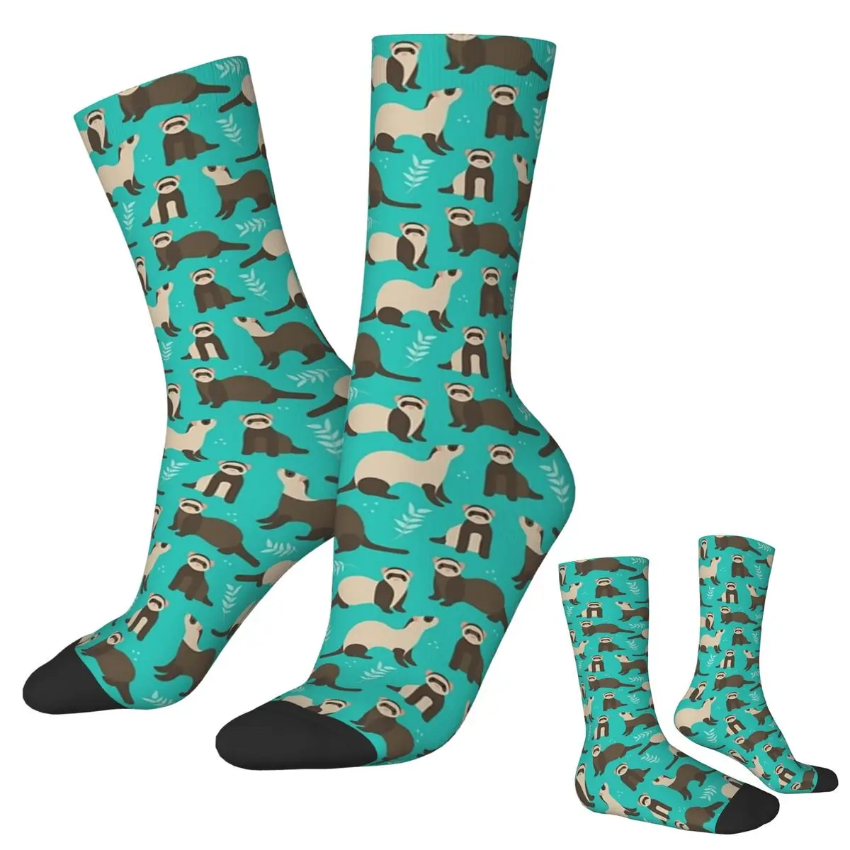 Ferret Pattern Socks Harajuku Super Soft Stockings All Season Long Socks Accessories for Man's Woman's Christmas Gifts