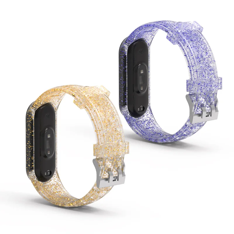 Bracelet de rechange en silicone transparent pailmétrage pour Xiaomi Mi Band, bracelet, 5, 4