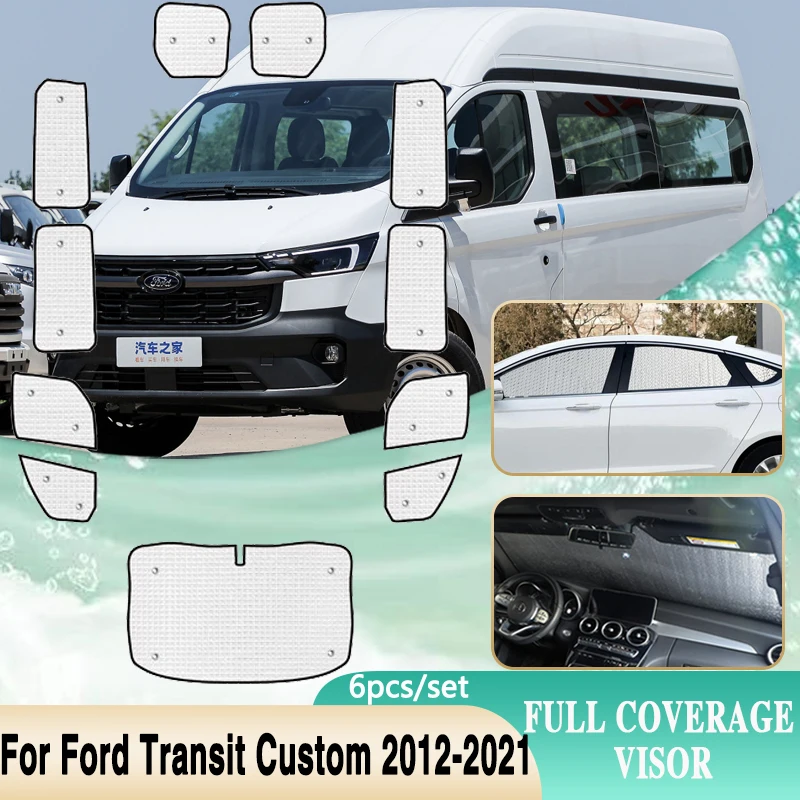 

Full Covers Sunshades For Ford Transit Custom Accessories Tourneo Custom 2012~2021 SWB Surround Windshield Visor Car Accessories