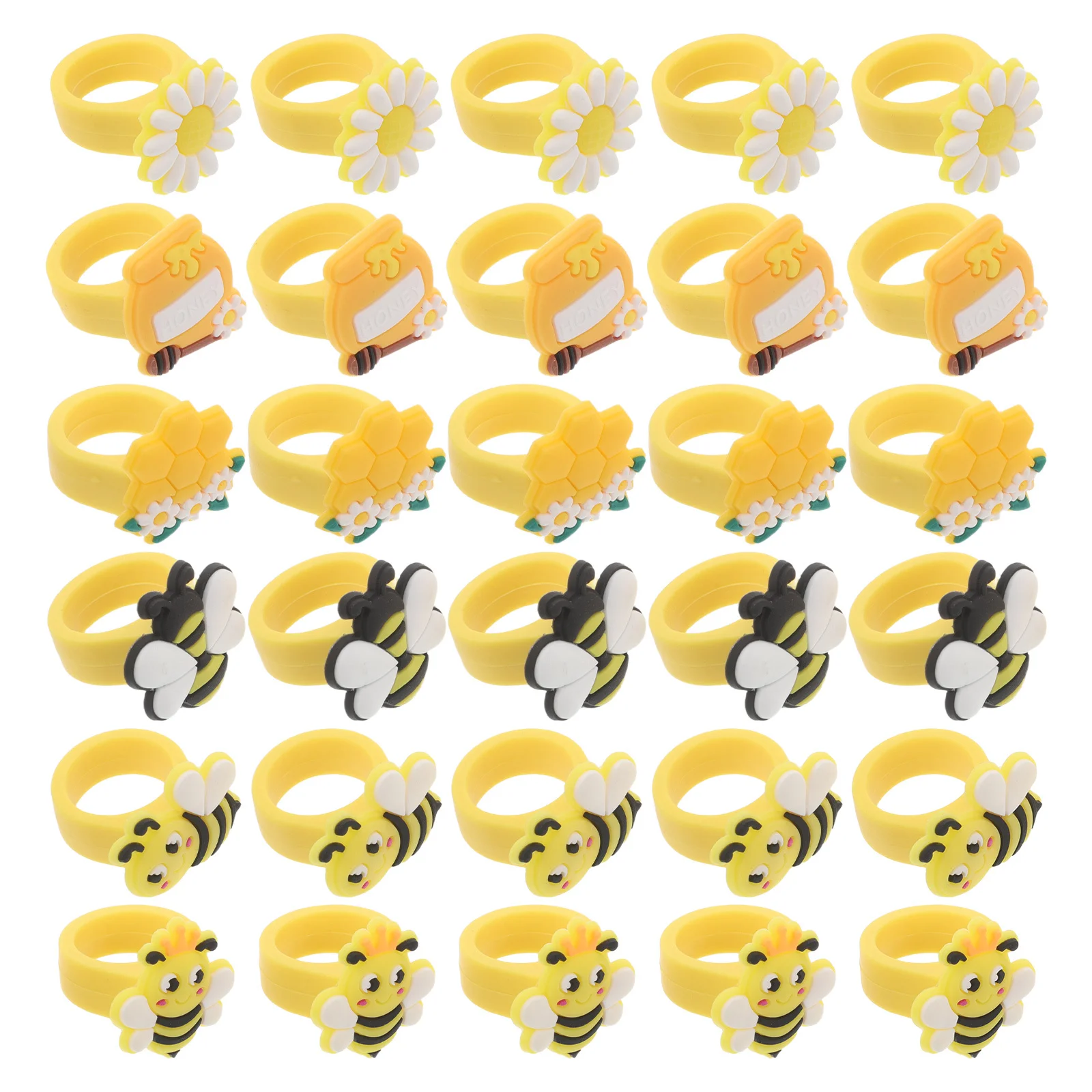 

30Pcs Bee Rings Girls Animal Rings Kawaii Plastic Honey Bee Birthday Party Favors Classroom Rewards Dress Up Jewelry