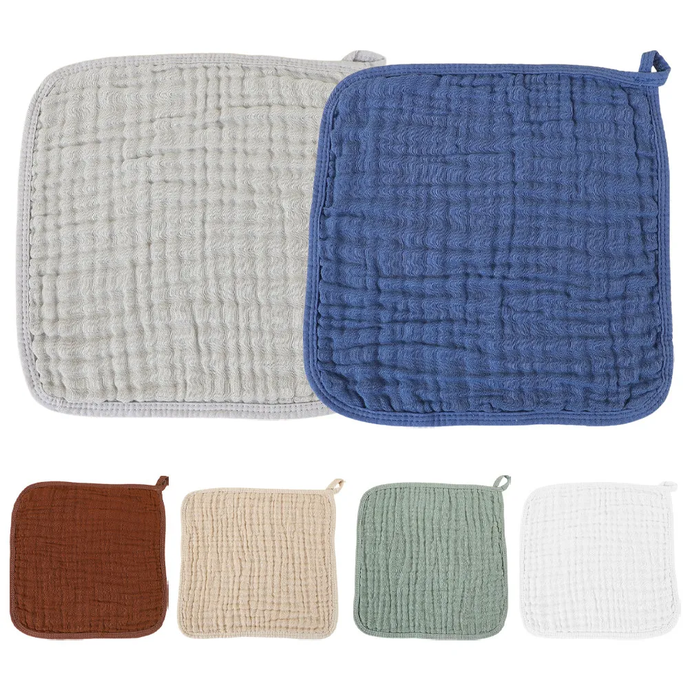 6Pcs Baby Burp Cloths Soft Absorbent Muslin Cotton Washcloths Newborn Drool Bibs Baby Feeding Towels Burp Washcloths
