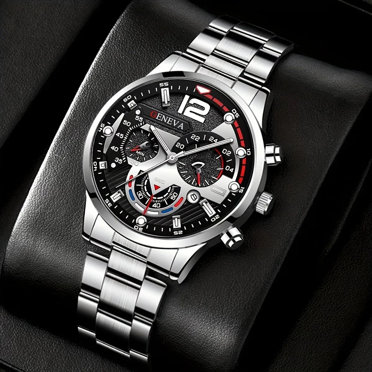 Pc New Model Men's Business Casual Round Quartz Watch Set, Valentine's Day, New Year's Day, Easter, Ramadan, Birthday, Christmas, Gift for Friends and Family