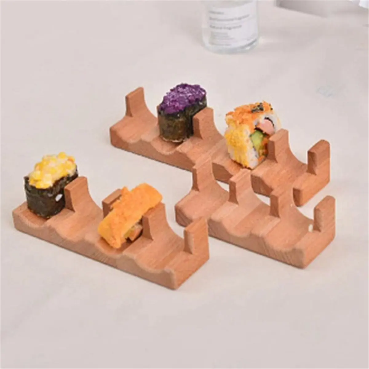&A11I Wood Sushi Tacos Holder Taco Stand Serving Rack Divider Taco Rack Tray Plates for Home Restaurant Dining Party B