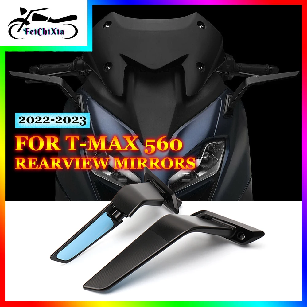 

Motorcycle Side Mirror Black Adjustable Rotation Rearview Mirror HD Blue Mirror For Yamaha T-MAX 560 TMAX560 TMAX 560 2022 2023