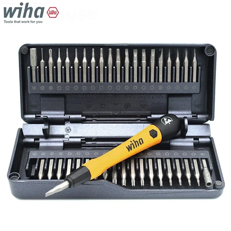 Wiha 44624 40 in 1 ESD Micro Precision Magnetic Screwdriver Set Magnetic Screw Driver with 42pcs Screwdriver Bit Set Z6901C4