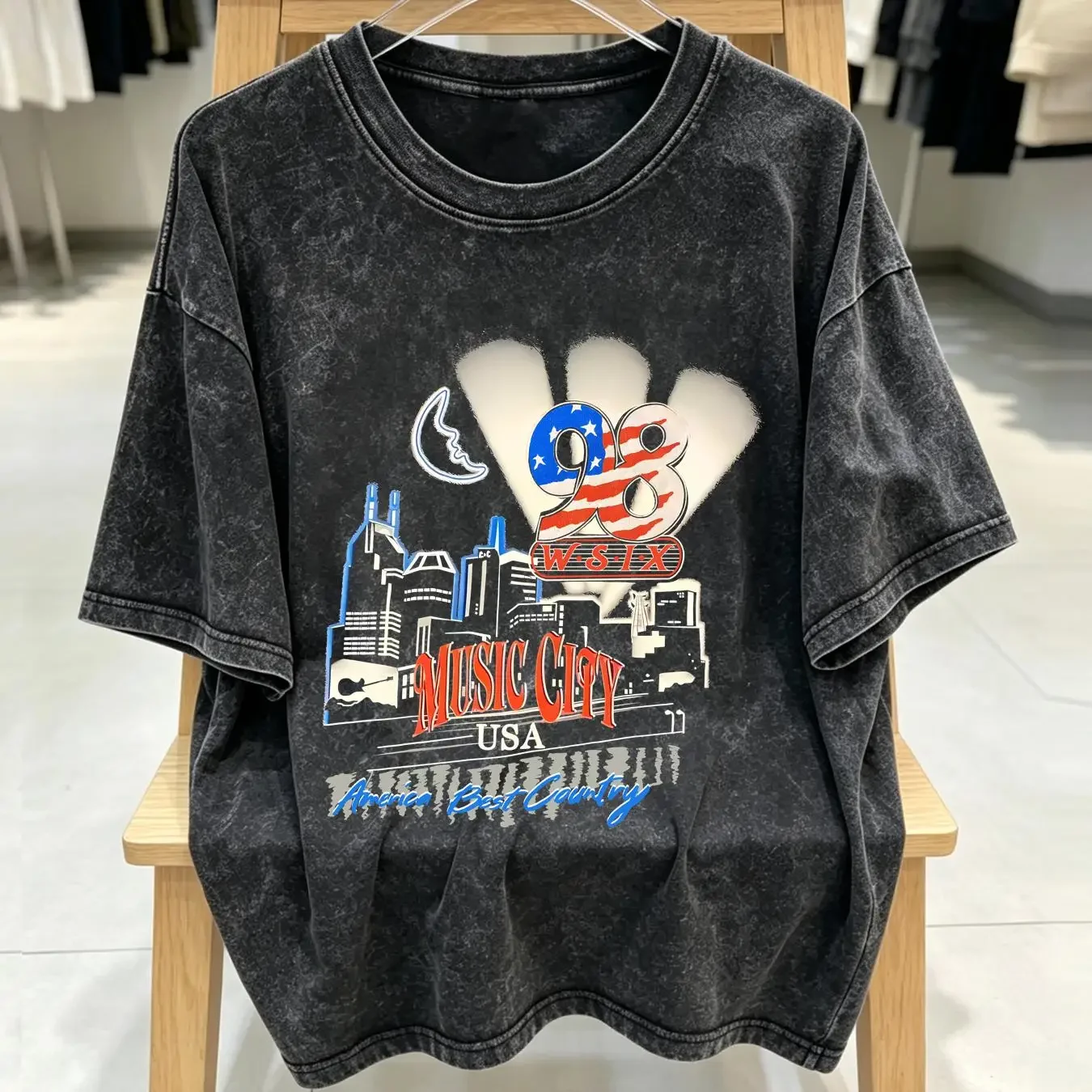 washed T Shirt Vintage Radio Station 98 W SIX Music City USA Best Country Rare Promo XL vintage Washed Unisex Comfortable Soft