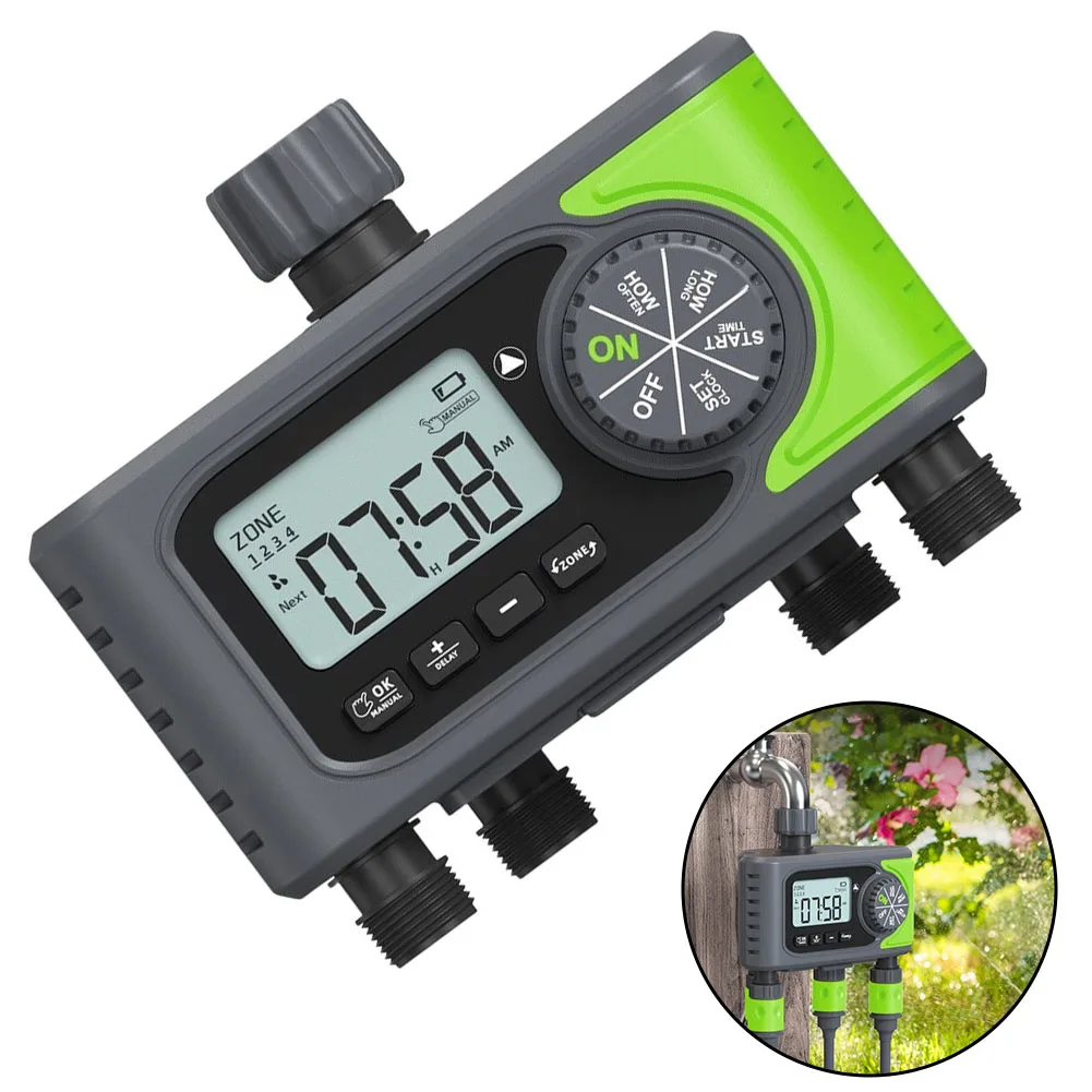 4 Zone Automatic Irrigation Controller Smart WiFi Watering Timer For Garden Hose Sprinkler System Flow Control Device