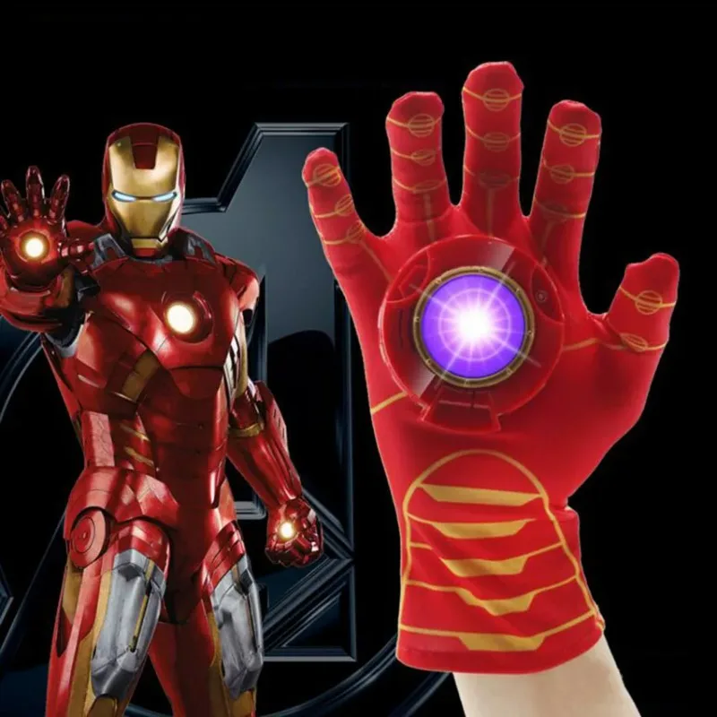 Cosplay Super Hero Iron Hero Handschoenen Action Figure Superheld LED Licht Flash Sound Handschoen Emitter Kids Gift Kostuum Party Speelgoed