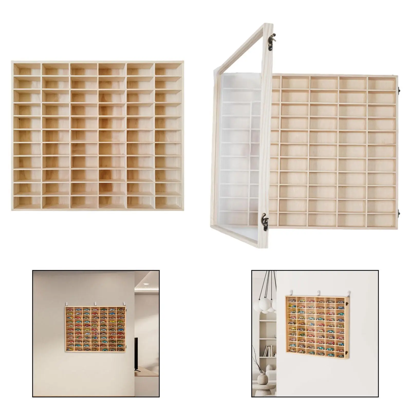 1-64スケールモデルカー収納ディスプレイケース、コレクタブル多用途フィギュアディスプレイ棚、ミニドールストア用壁掛け整理棚