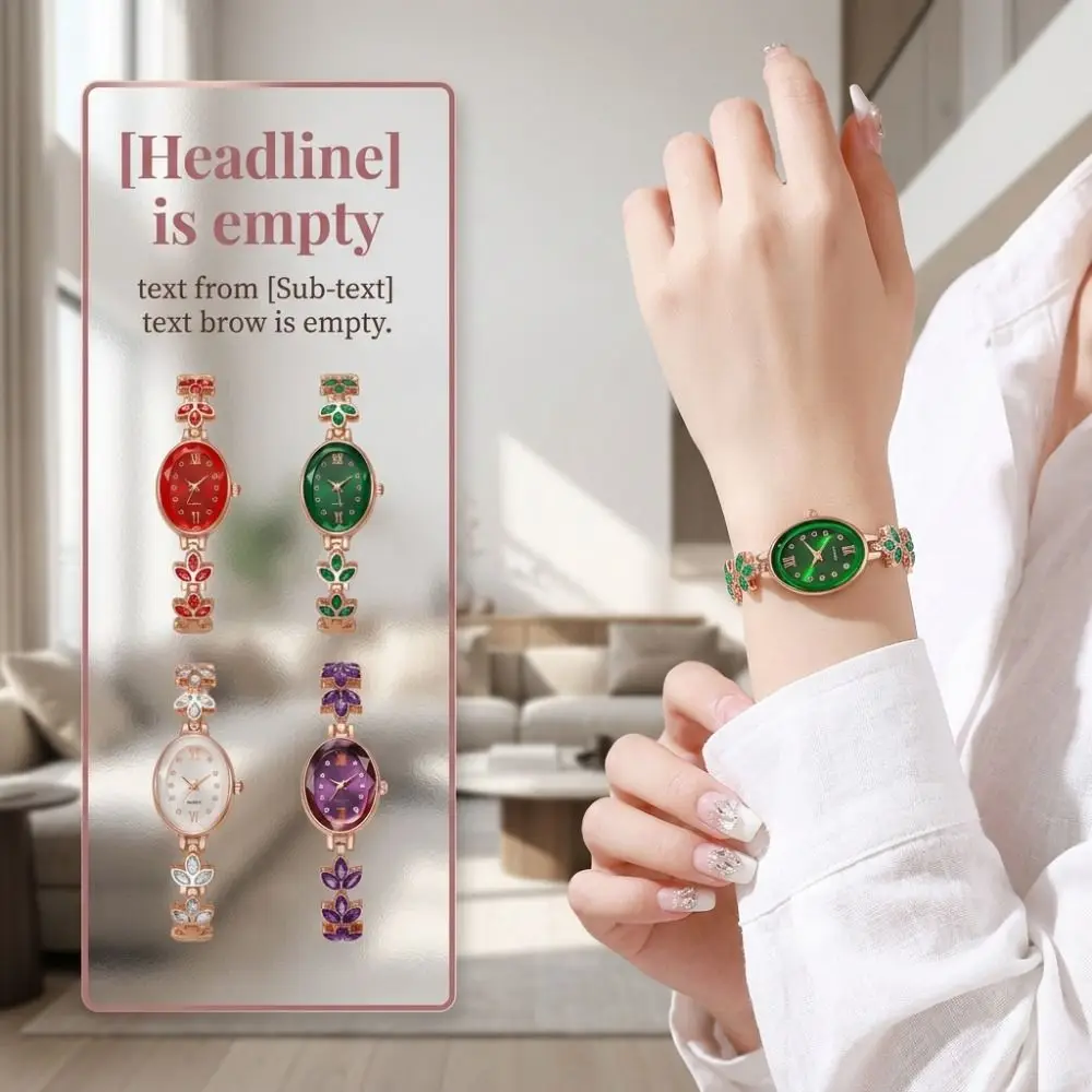 3-Leaf Clover Water-Resistant Quartz Ladies Watch Rhinestone Bracelet-Style Wristwatch Alloy Luxury Analog Watch Daily