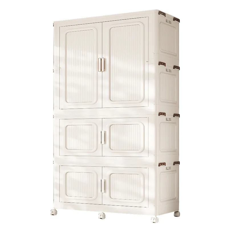 Expandable Modular Kid Cupboard, Multi-Layer Foldable Nursery Wardrobe with Door, Space Saving Organizer for Baby Garments