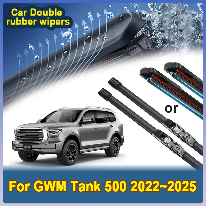 

Car Wiper Brushe For GWM Tank 500 Hi4-T P03 2022 2023 2024 2025 Window Double Rubber Wipers Blades Strip Tools Auto Accessories